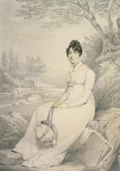 Retrato de uma senhora, 1806 (lápis e lavagem com gizes de cor no papel)